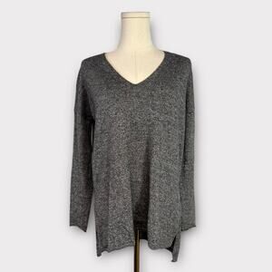 Babaton Erin V-neck Wool-Linen Blend Heathered Gray Sweater Size XXS
